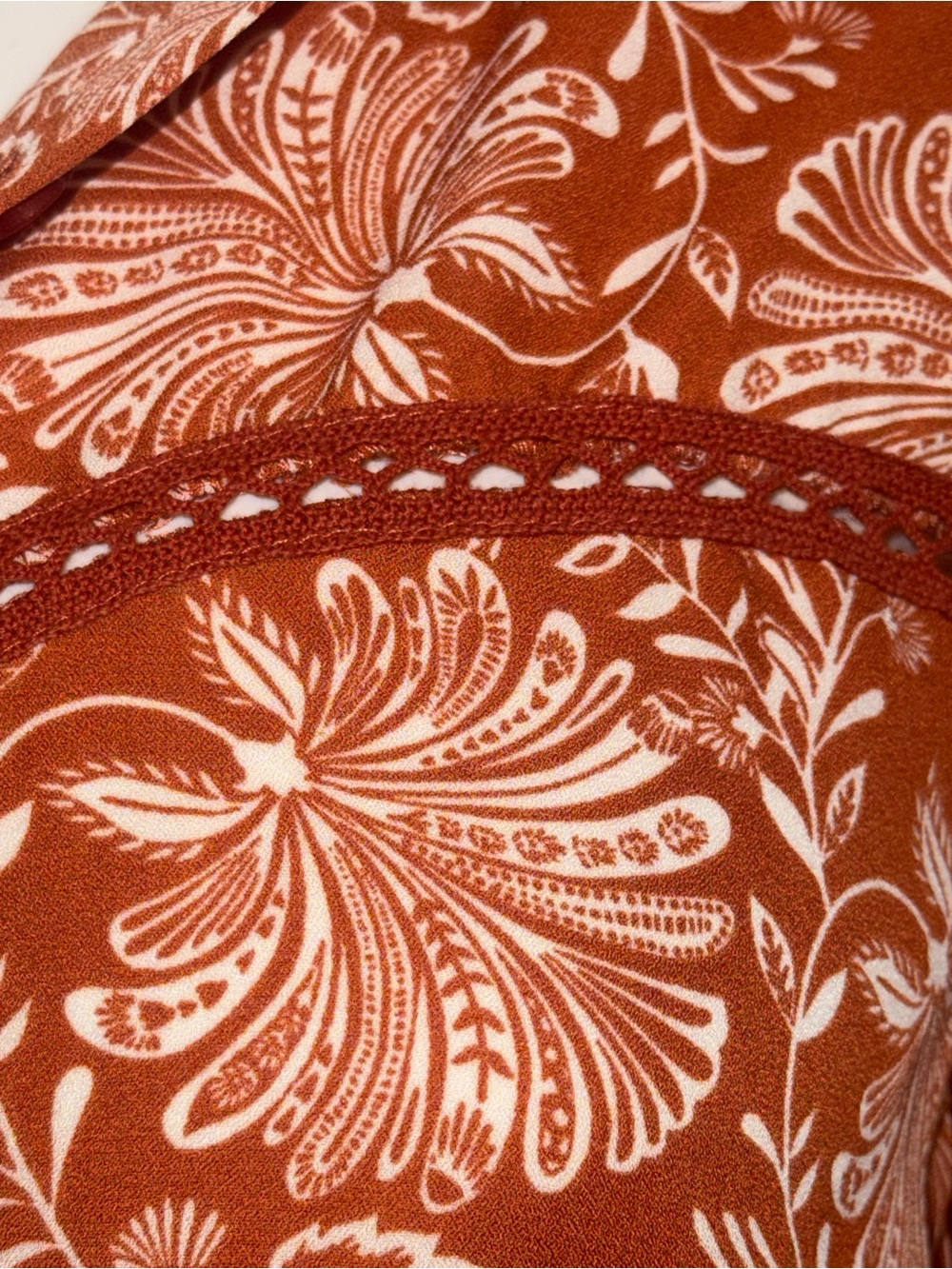 Women's Rust Floral Ruffle Mini Dress - Picture 8 of 10